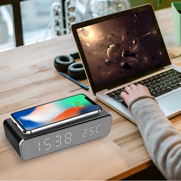 Wireless Charger LED Time Alarm Clock