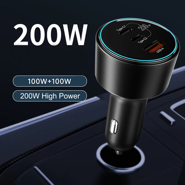 200W Super Fast 3-Port Car Charger