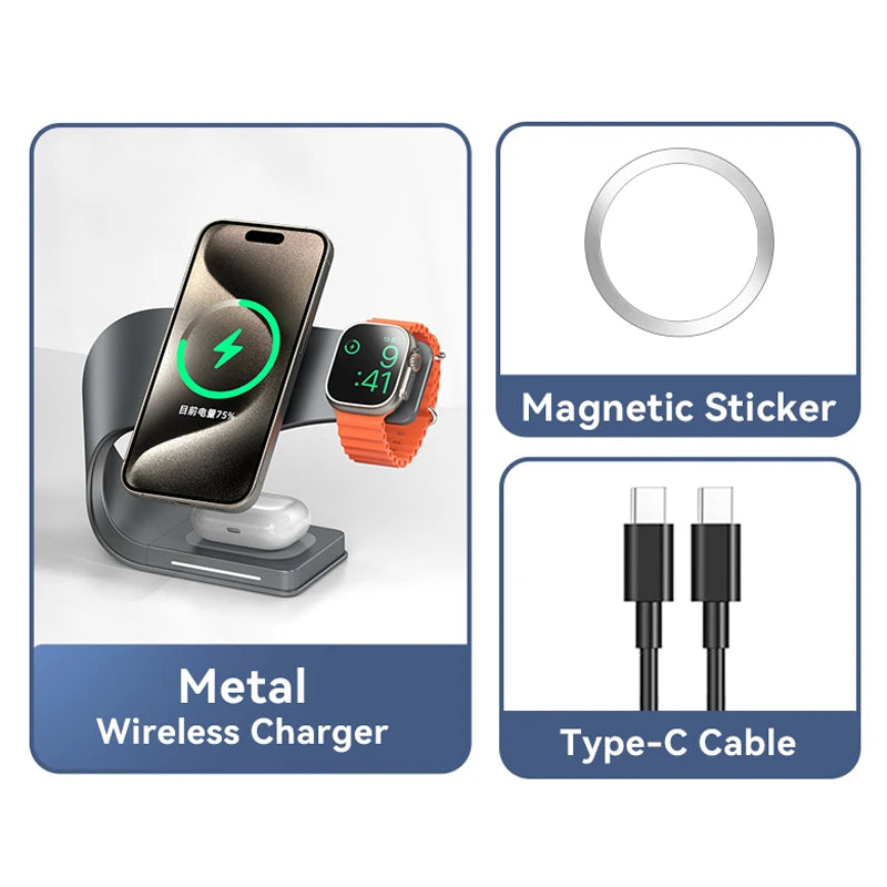 4-in-1 Metal Shell  Wireless Charging Station