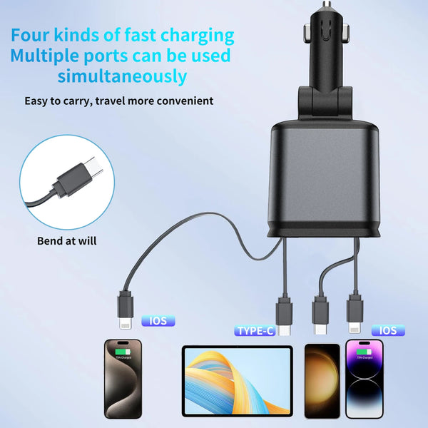4-in-1 Super Fast Car Charger with Starry Light