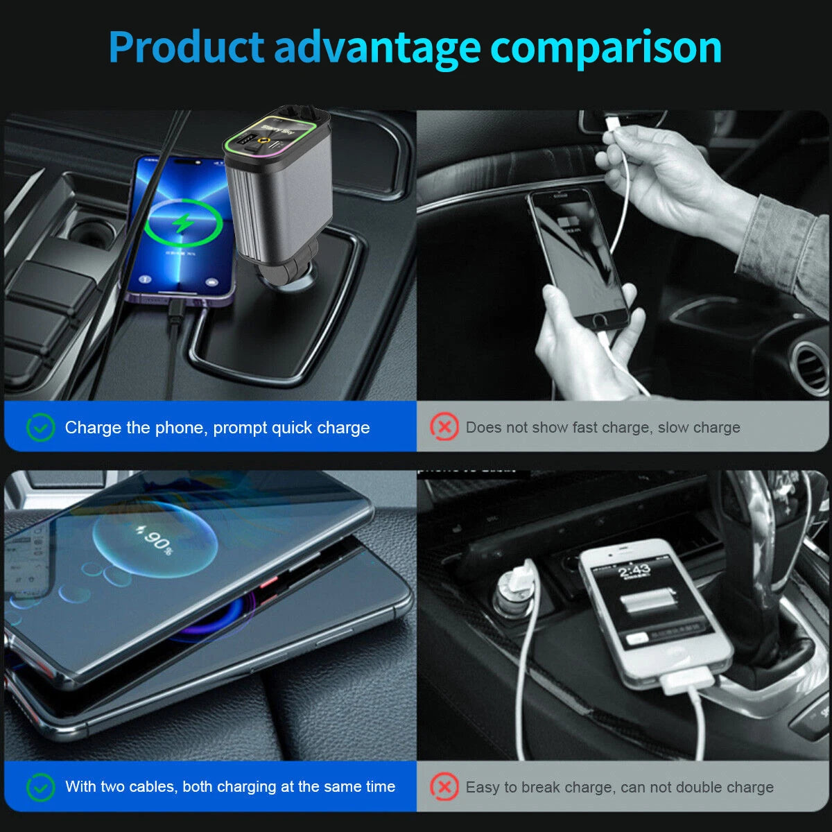 4-in-1 Super Fast Car Charger with Starry Light