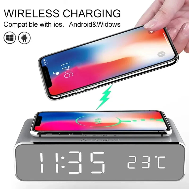 Wireless Charger LED Time Alarm Clock