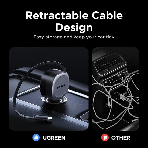 75W Dual-Port Retractable Fast Car Charger
