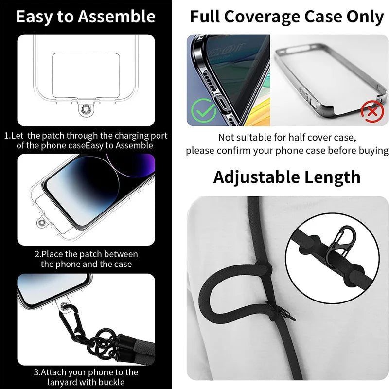 Detachable Crossbody Phone Lanyard with Card Clip