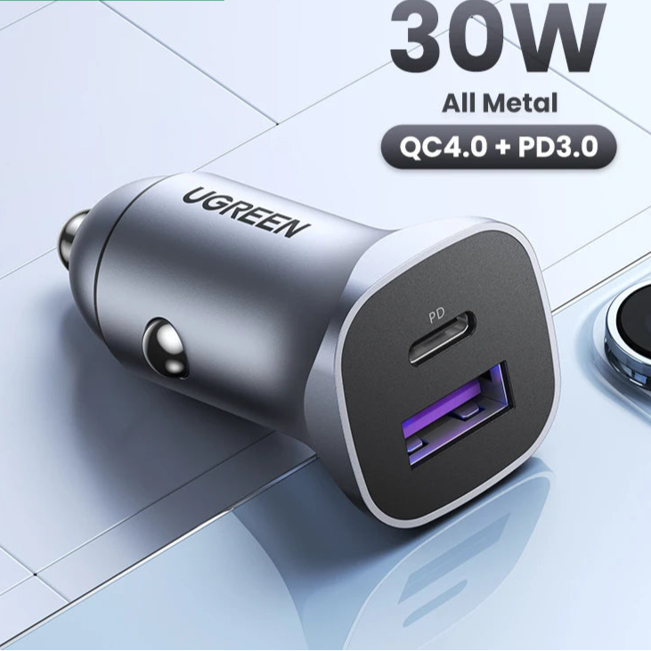 30W Quick Charge Car Adapter for iPhone & Android