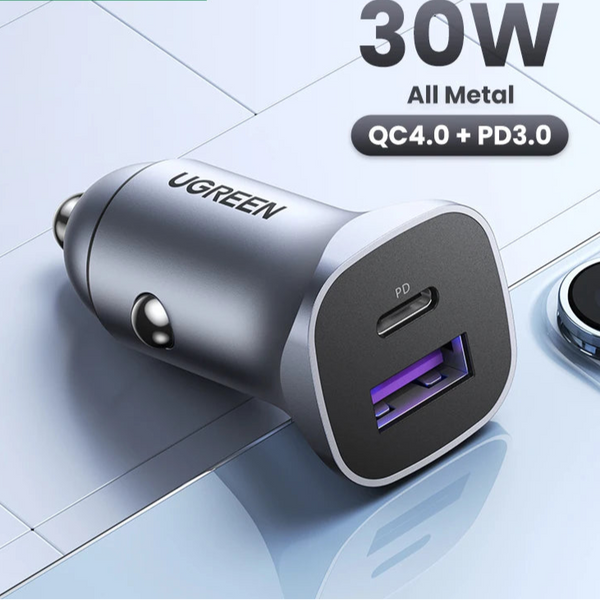 30W Quick Charge Car Adapter for iPhone & Android