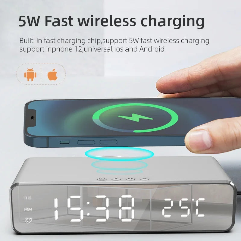 Wireless Charger LED Time Alarm Clock