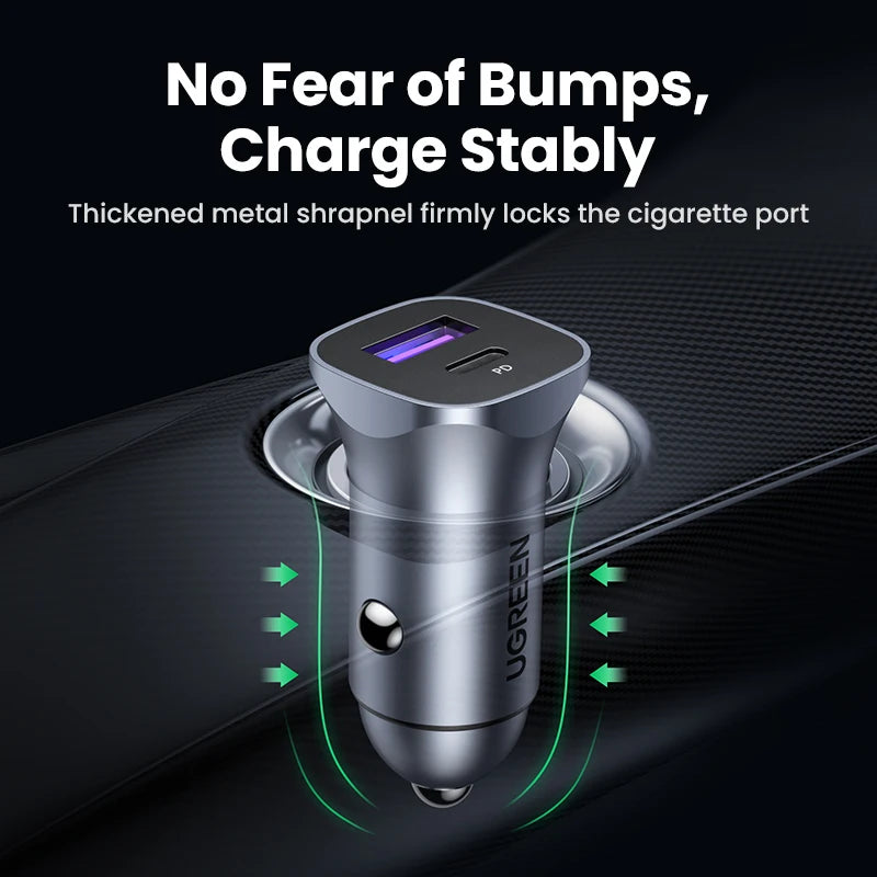 30W Quick Charge Car Adapter for iPhone & Android